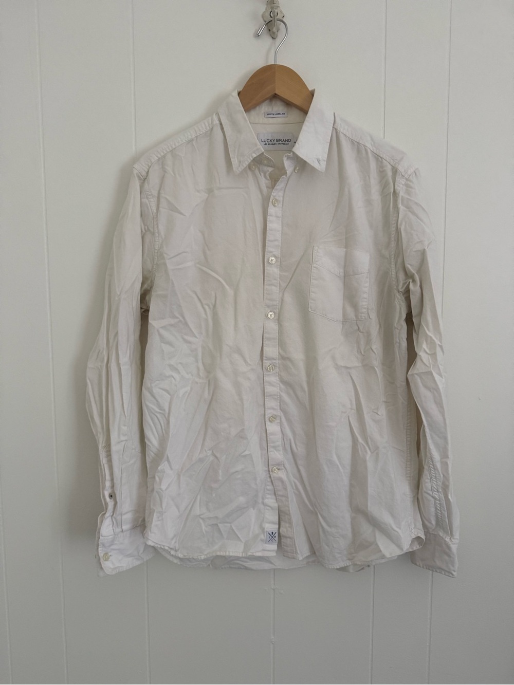 Lucky Brand Men's Cream Button-Up Long Sleeve Shirt